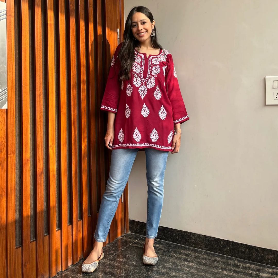 Tara Chikan Rayon A-Line Kurti