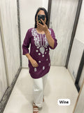 Inaaya Chikan Rayon A-Line Kurti