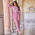 Urvashi Baby Pink Chikankari Exclusive Kurti Pant Set