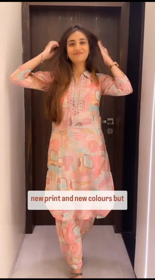 Indu White Matwa Handblock Co-ord Set