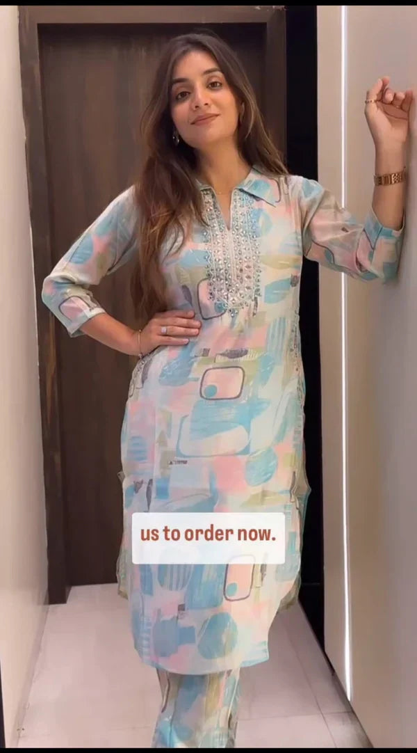 Jagruti Grey Matwa Handblock Co-ord Set