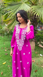 Devanshi Rani Pink Cotton Chikankari Straight Kurta Set