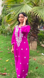 Devanshi Rani Pink Cotton Chikankari Straight Kurta Set