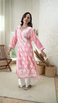 Hiral Peach Chikankari Kurti Pant Set