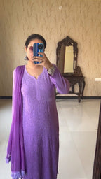 Nishita Purple Chikankari Kurta Palazzo Dupatta Set