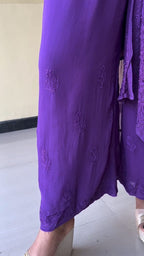 Nishita Purple Chikankari Kurta Palazzo Dupatta Set