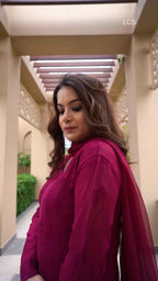 Meher Maroon Georgette Straight Kurta Set