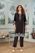 Ishani Black Chikan Embroidery Kurti Pant Set