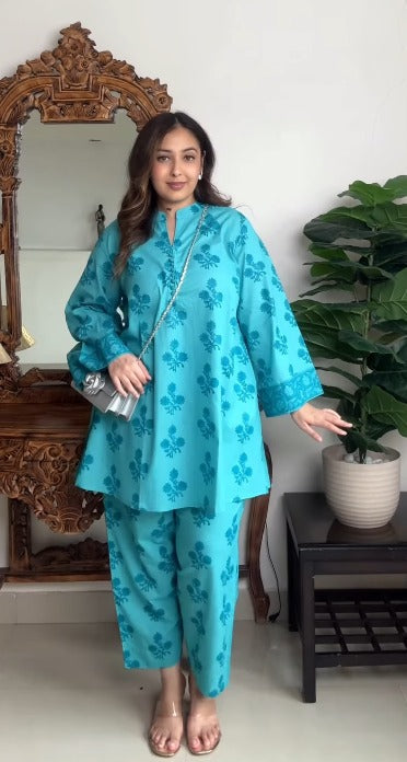 Kiara Teal Bloom Co-ord Set