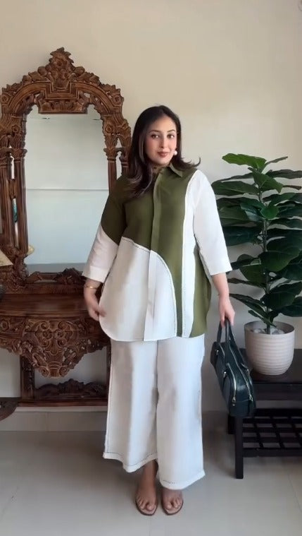 Moss Green Cotton Slub Co-ord Set