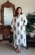 Women Geometric Printed Cotton A-Line Kurta with Palazzo