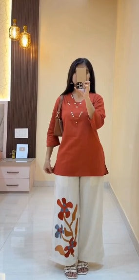 Embroidered Tunic With Trousers Co-Ords