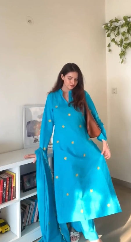 Summer Embroidered Kurta Set