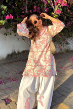 Saanvi Pink Blossom Ethnic Set