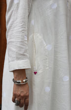 Off White Jamdani Polka dot Kurta with Off White Pyjama