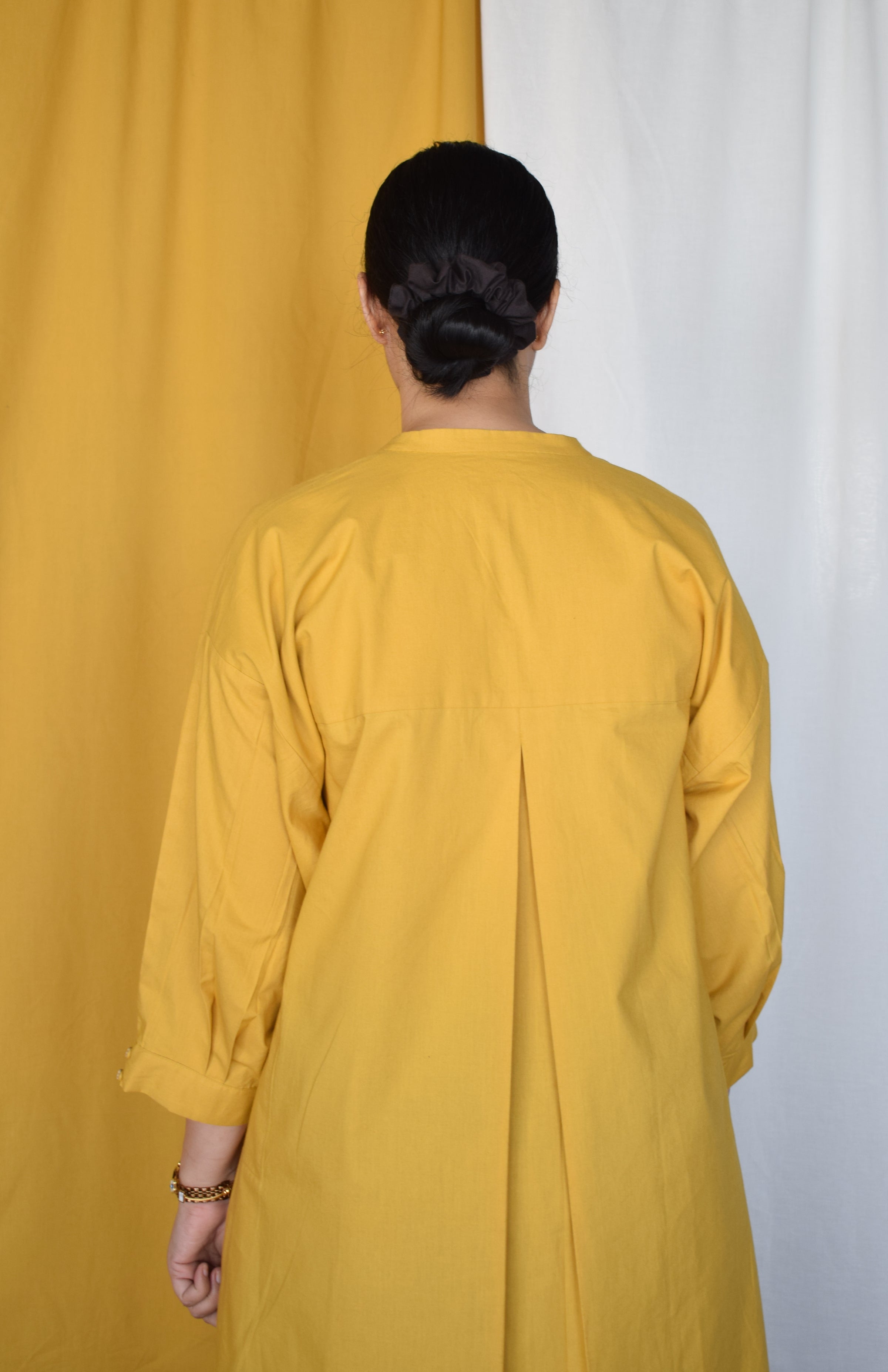 Anar Yellow Antifit Kurta with Placket