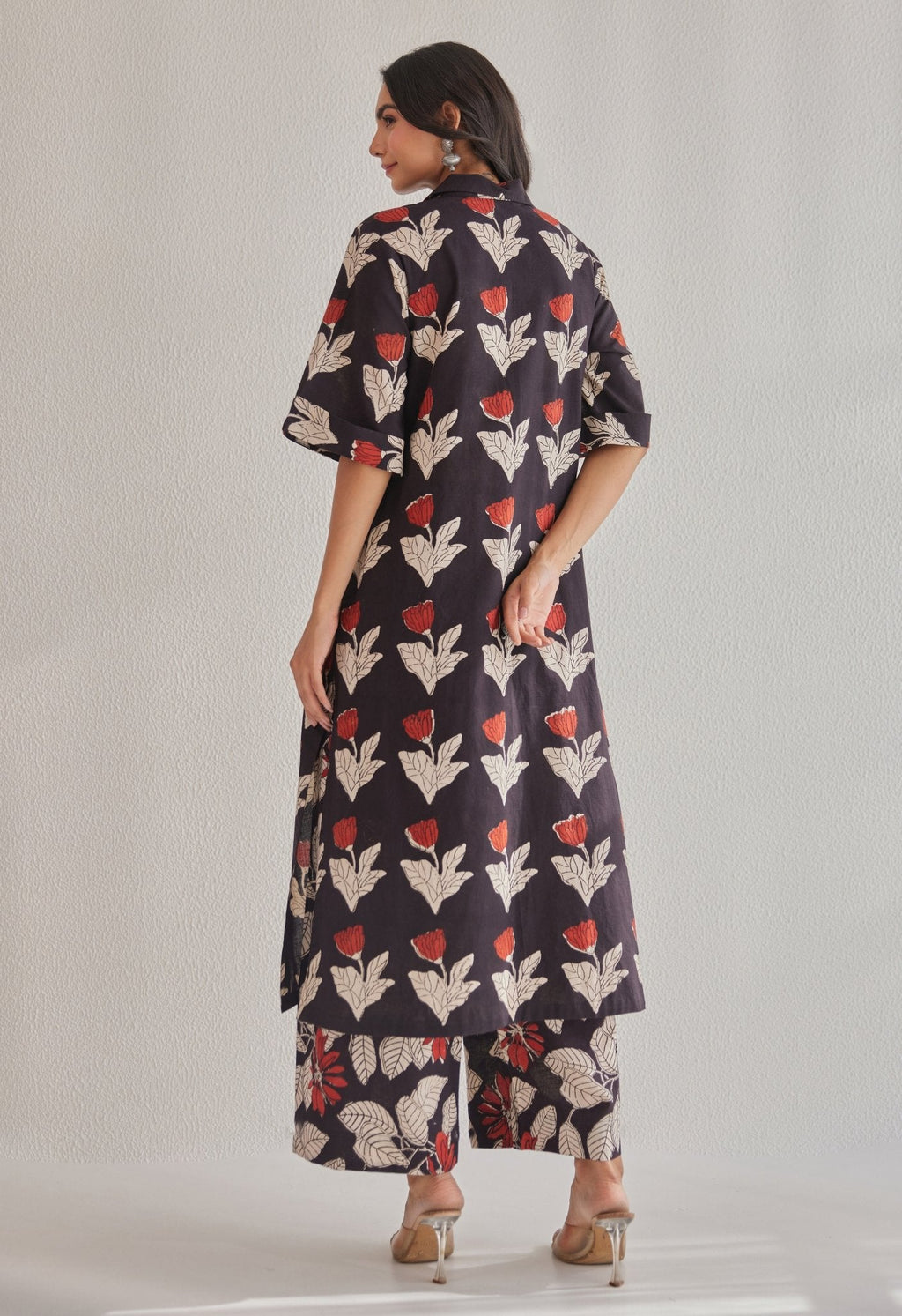Black Bagru Hand Block Printed Cotton Coord Set