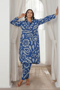 Blue Abstract Printed Coord Set