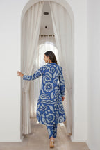 Blue Abstract Printed Coord Set