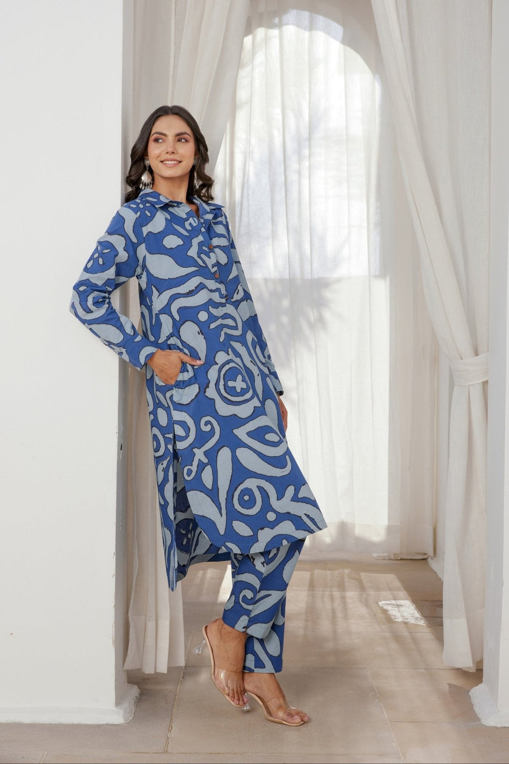Blue Abstract Printed Coord Set