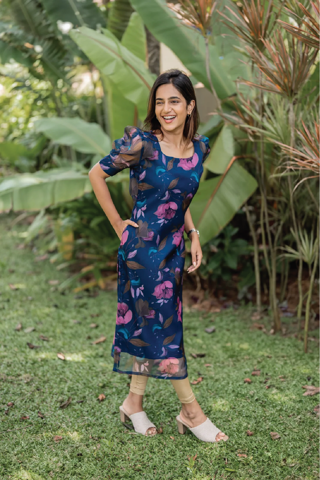 Blueming Blue Organza Kurta