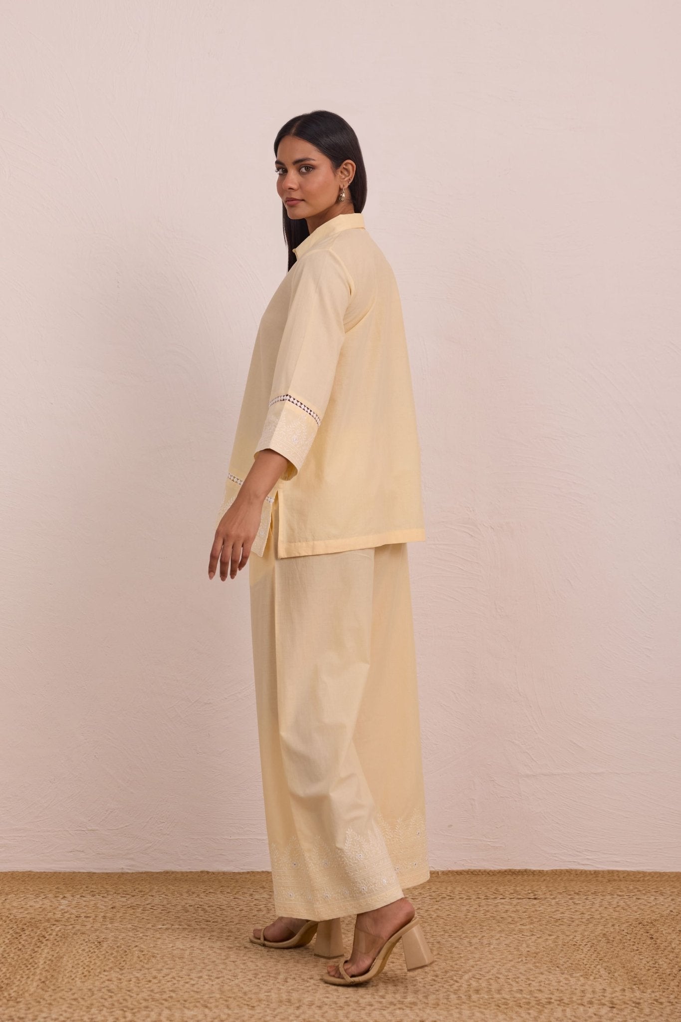 Butter Yellow Embroidered Co-ord Set