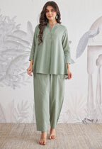 Cotton Slub Solid Moss Green Coord Set