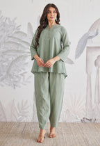 Cotton Slub Solid Moss Green Coord Set