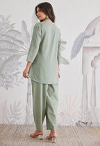 Cotton Slub Solid Moss Green Coord Set