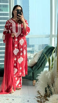 Damini Blush Rose Scalloped Muslin Crepe Set
