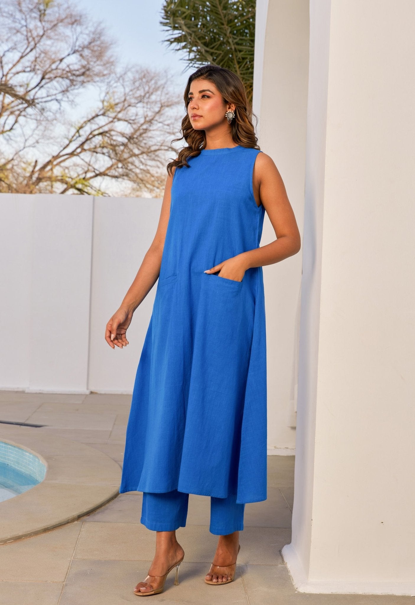 Electric Blue Cotton Coord Set