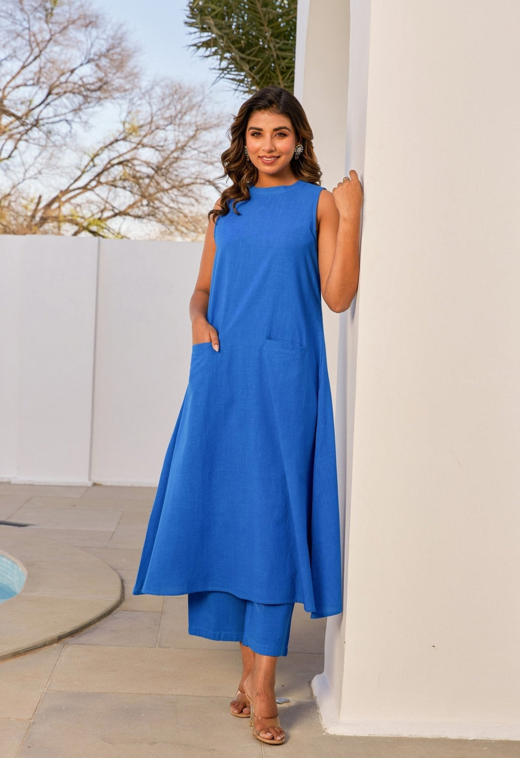 Electric Blue Cotton Coord Set