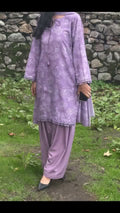 Lavender Floral Embroidered Kurta Set