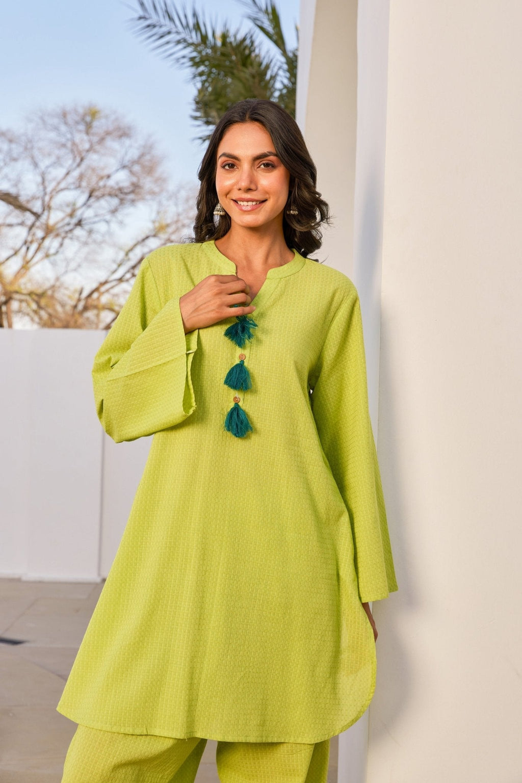 Green Solid Farsi Salwar Coord Set