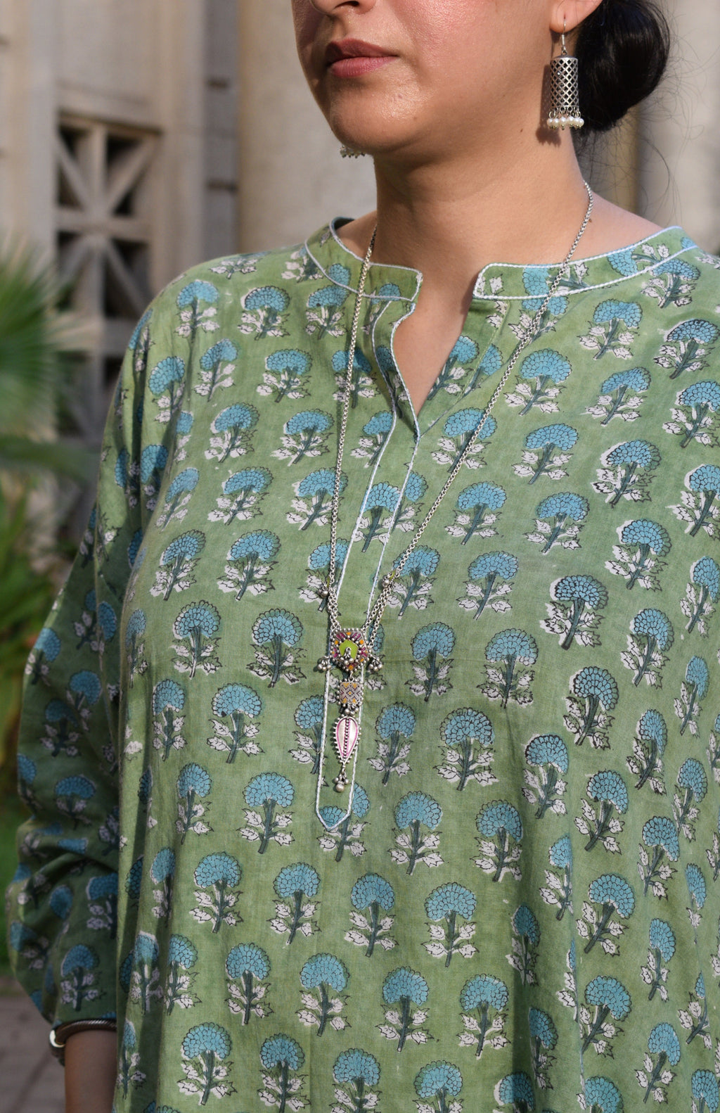 Green Handblock Printed Antifit Co-Ord Set