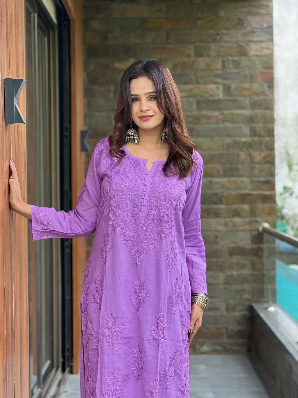 Padma Purple Chikankari Kurta Palazzo Set