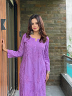 Padma Purple Chikankari Kurta Palazzo Set