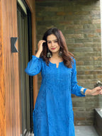 Tavishi Blue Chikankari Kurta Palazzo Set