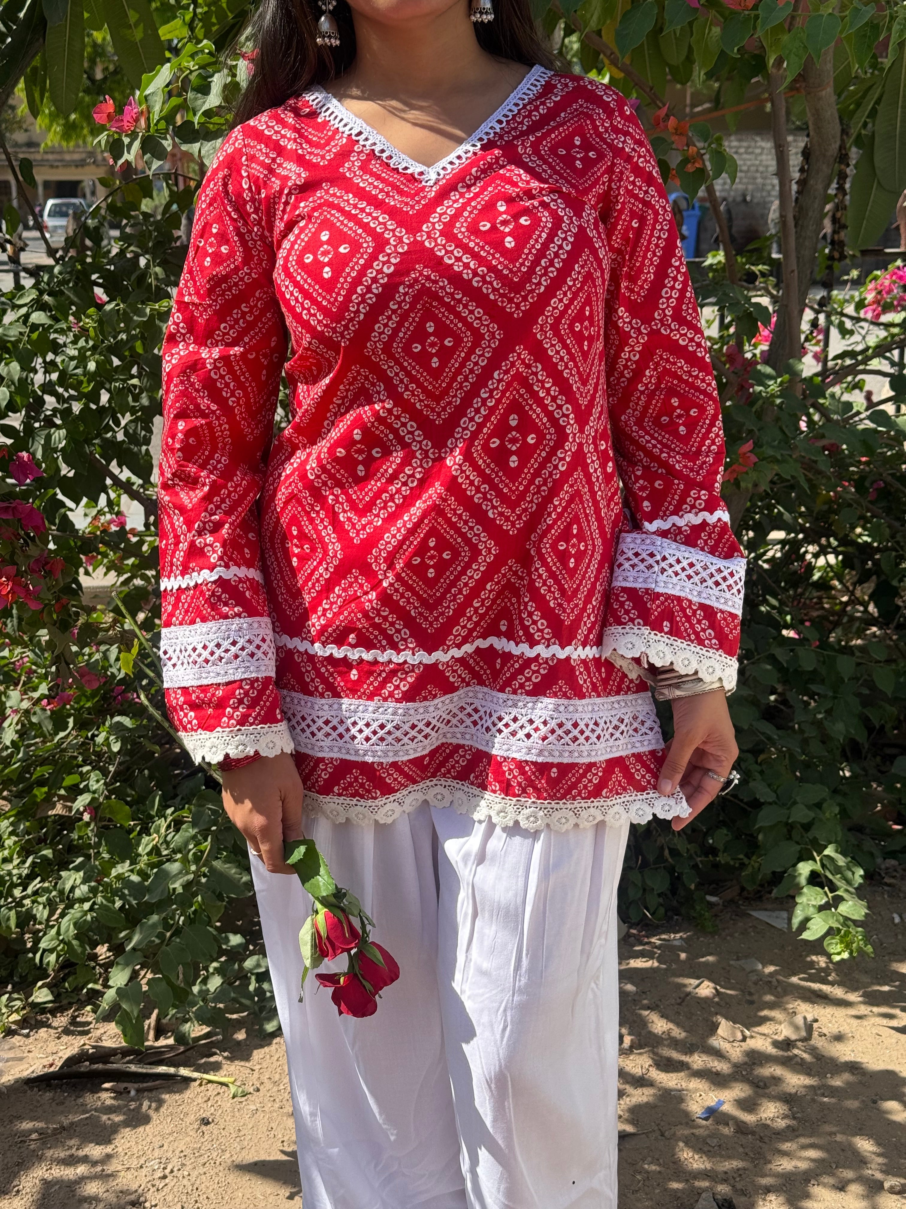 Rangrez Red Lace Farshi Salwar Set