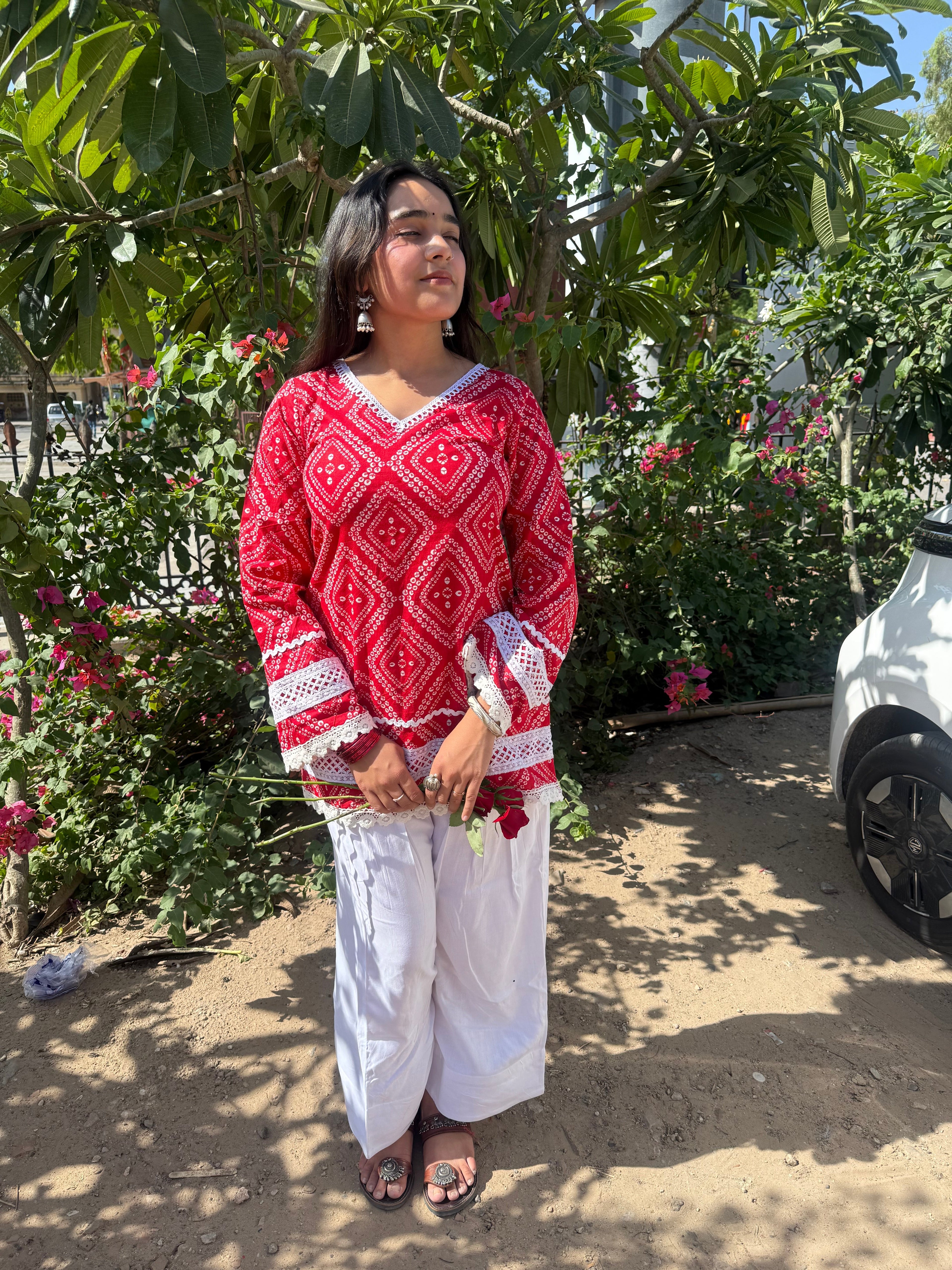Rangrez Red Lace Farshi Salwar Set