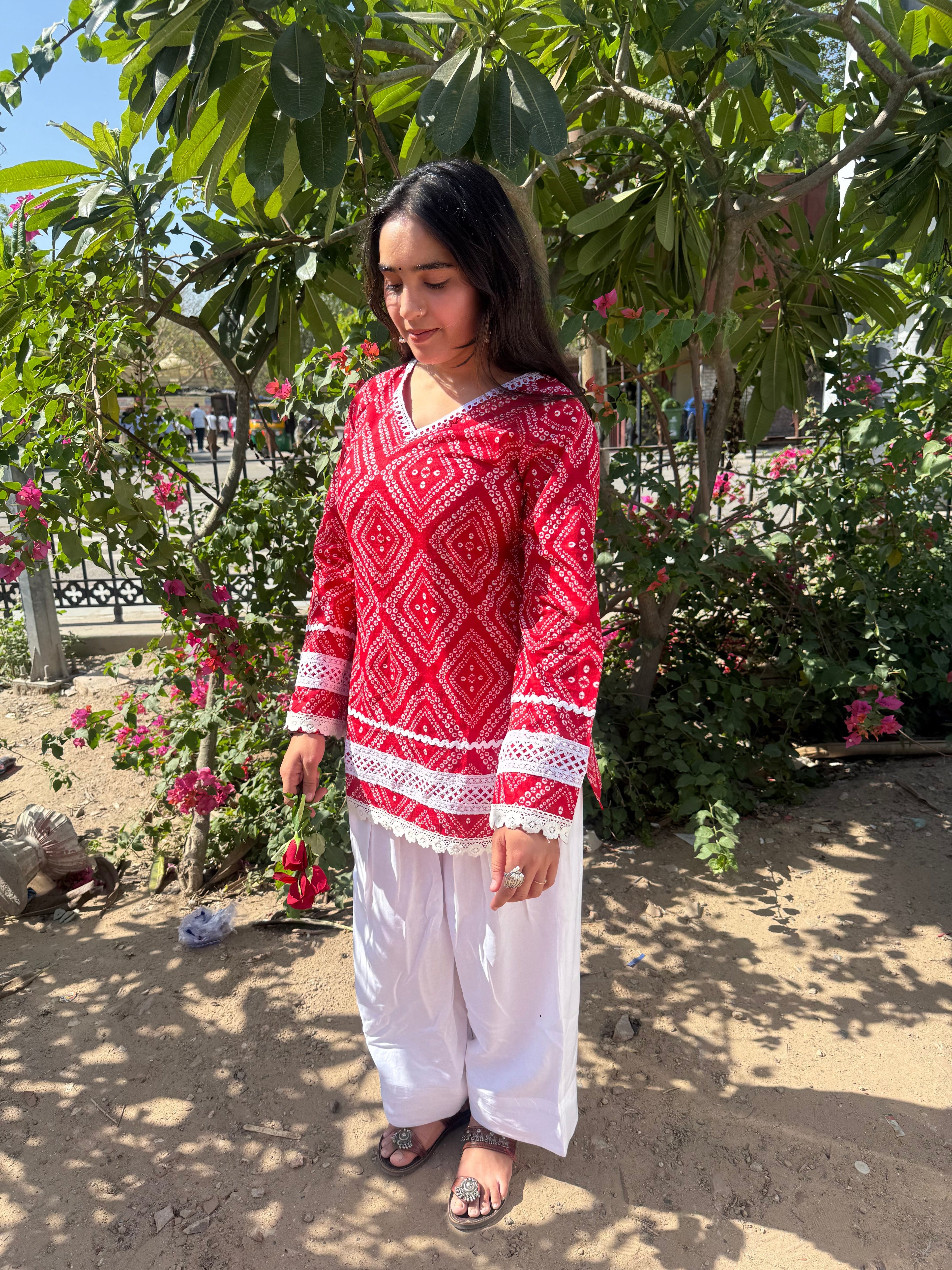 Rangrez Red Lace Farshi Salwar Set