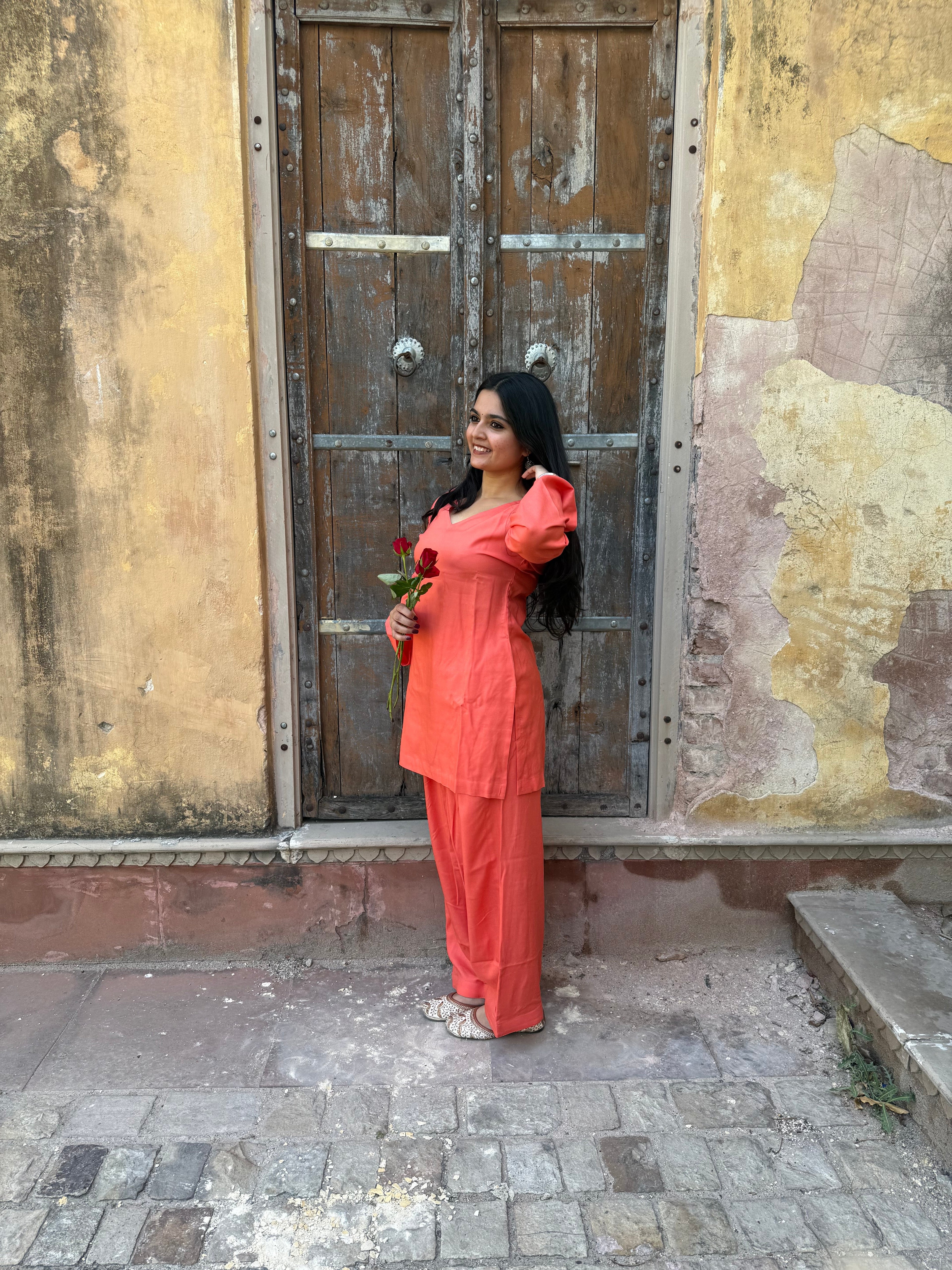 Coral Glow Farshi Salwar Set