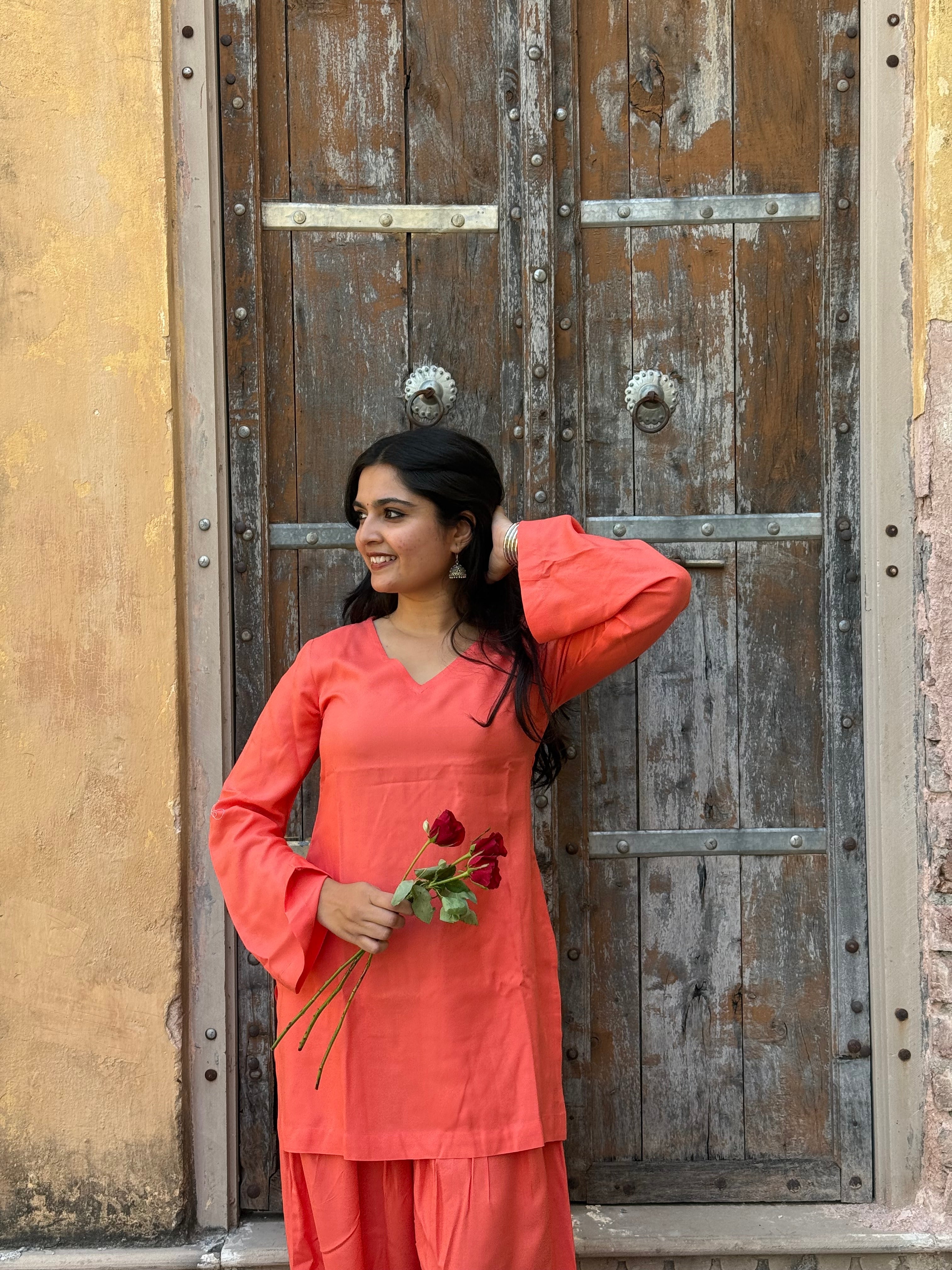 Coral Glow Farshi Salwar Set