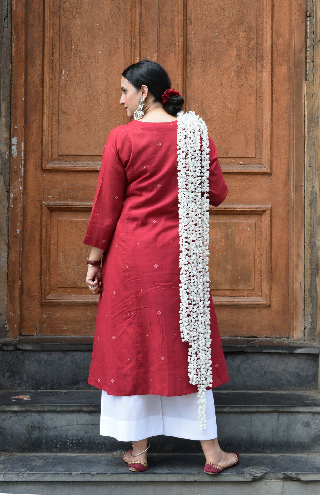 Maroon Jamdani Phiran