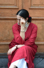 Maroon Jamdani Phiran