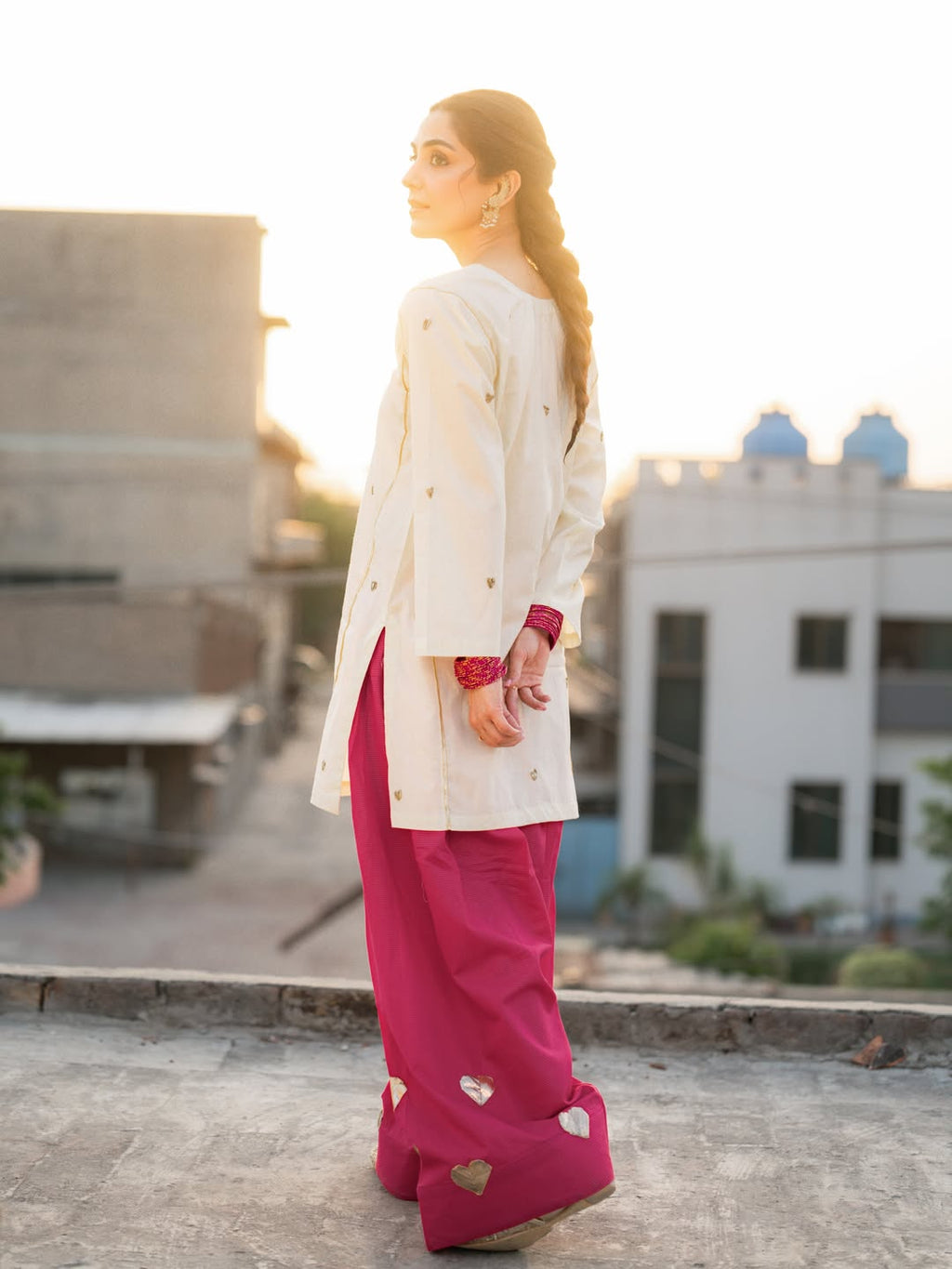 Gulnaar Heart Motif Patiala Suit Set