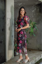 Midnight Orchid Organza Kurta