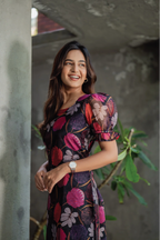 Midnight Orchid Organza Kurta