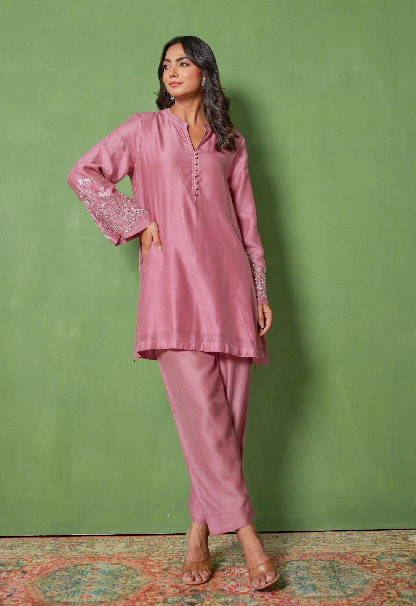 Opulent Chanderi Coord Set with Hand Embroidery