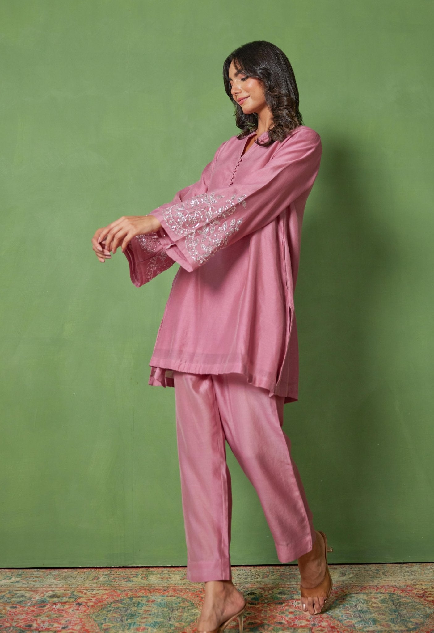 Opulent Chanderi Coord Set with Hand Embroidery